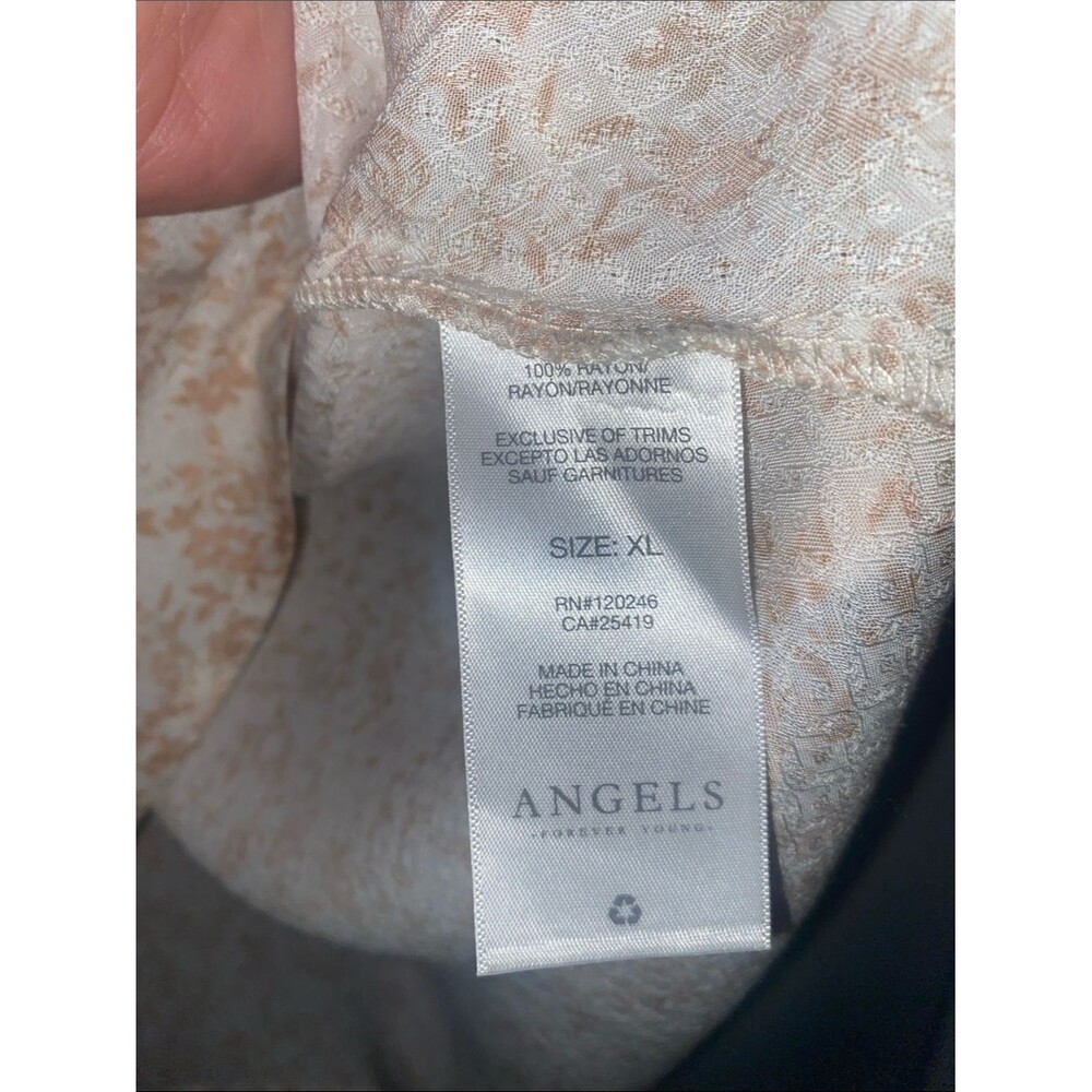 ANGELS-Forever Young Cream Pink & Tan Floral Button-Front Women's Top Sz Large - Picture 9 of 14